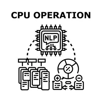 Cpu operation processing natural language and data analysis 스톡 일러스트