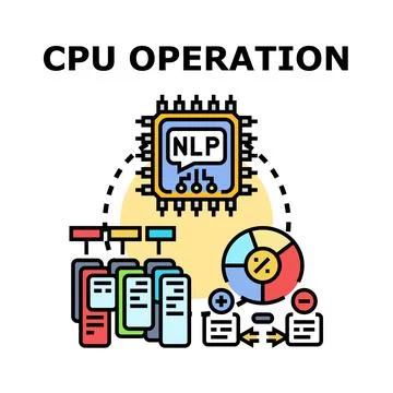 Cpu operation processing natural language and data analysis Stock Illustration