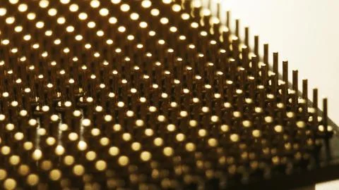 CPU or central processor unit pins, macro 写真素材