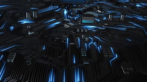 CPU or GPU microprocessor network of computer electrical circuits hi-tech Vídeo Stock 277722136