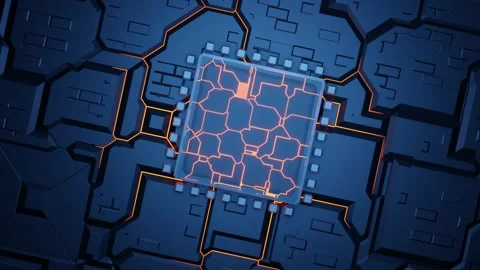 CPU overheating by big data. Technology cpu background. Pulses and signals from Stock Footage 194053004