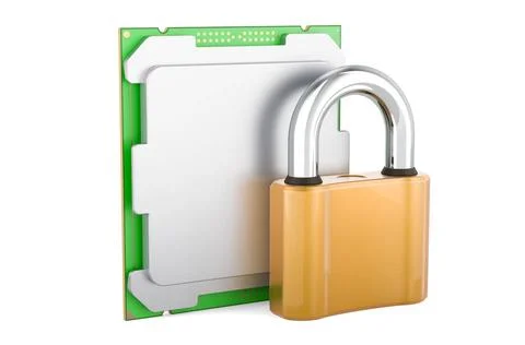 CPU with padlock, 3D rendering CPU with padlock, 3D rendering isolated on ... 스톡 사진