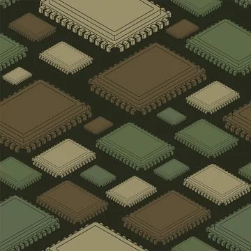 CPU PC Military pattern seamless. IP troops texture. Processor Army backgroun イラスト素材
