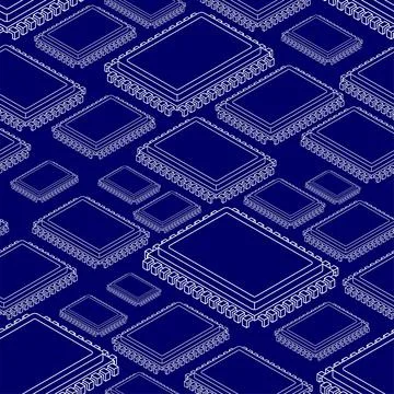 CPU PC pattern seamless. Processor background. Central processing system fo.. Stock Illustration