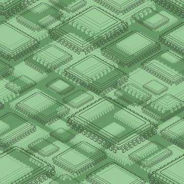CPU PC pattern seamless. Processor background. Central processing system fo.. Stock Illustration