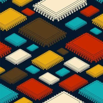 CPU PC pattern seamless. Processor background. Central processing system fo.. Stock Illustration