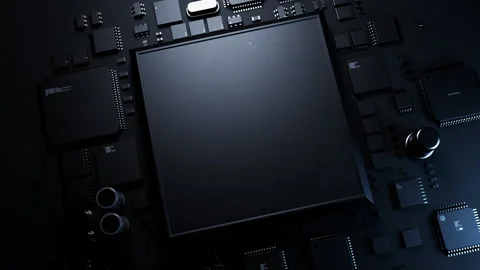 CPU on a PCB. microelectronics technology concept Stock-Footage 228606903