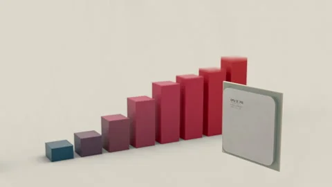 CPU performance price increase chart. 3D Semiconductor value visualization Stock Footage 165217285