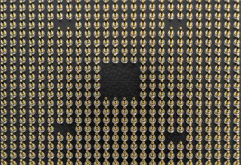 CPU Pin Grid Array - Medium Angled - Bottom of Computer Microprocessor 写真素材