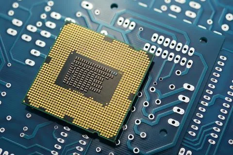 CPU on printed circuit board pcb. Stock Photos