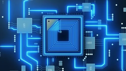 CPU processing. Big data transfer integrated microchip video loop animation Stock Footage 119562590
