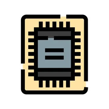 Cpu processing core computing technology flat icon Stock Illustration