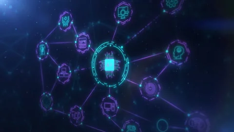 CPU processing data in a digital network connection Stock Footage 326024760