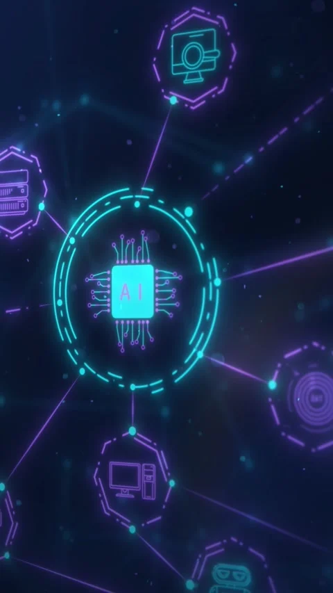 CPU processing data in a digital network connection Stock Footage 345667228