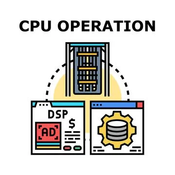 Cpu processing digital advertising and data management 库存插图