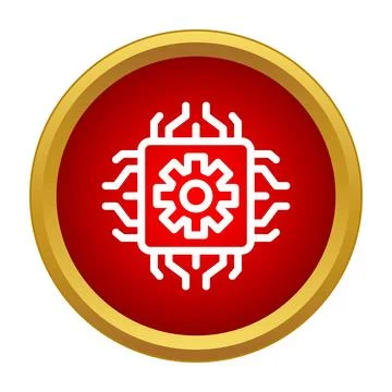 Cpu processing with gear icon on chip Illustrazione stock