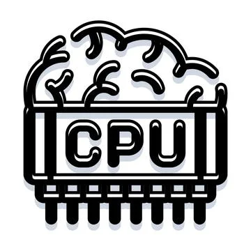 Cpu processing information with artificial intelligence brain Stock Illustration