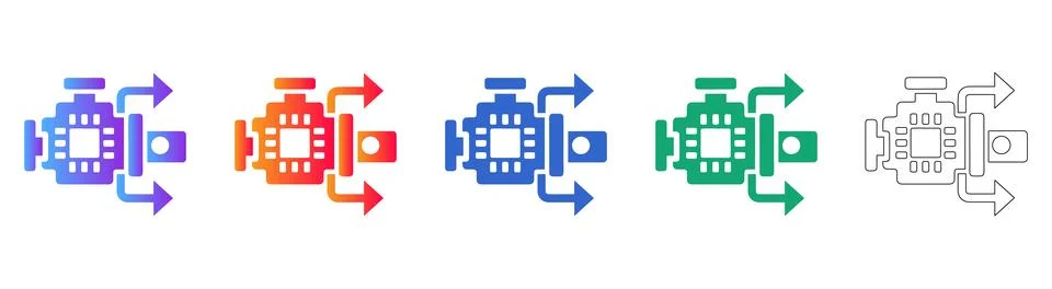 CPU Processing Logic Icons Stock Illustration