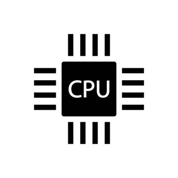 CPU processing unit symbol - Computer chip or microchip icon isolated on wh.. Illustrazione stock