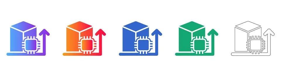 CPU Processor and Hardware Growth Icons Stockillustratie