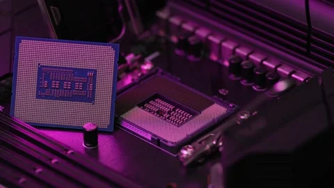CPU Processor and motherboard Stock Footage 234316701