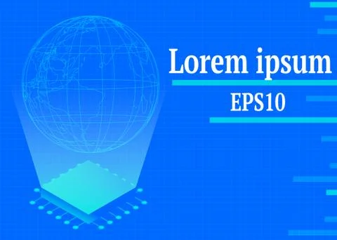 Cpu Processor and World Globe Technology Vector Stock Illustration