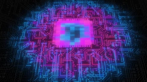 CPU Processor Animation. Processor Glowing Digital Lines Stock Footage 268311691