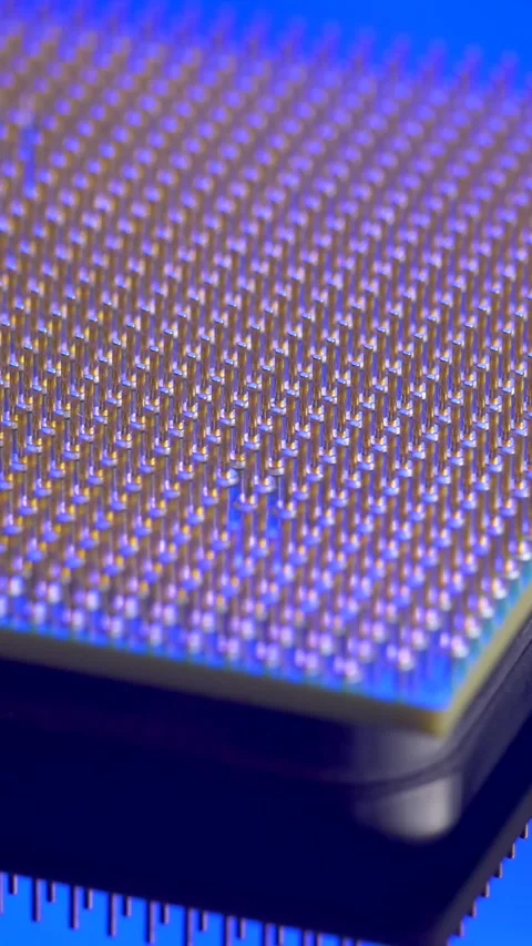 CPU processor on blue mirror surface background Stock Footage 280180908