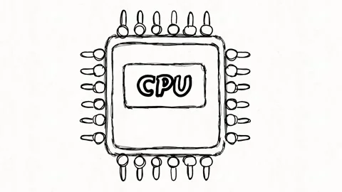 CPU Processor Chip and Computer Hardware Technology Stock Footage 342018377
