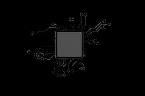 CPU Processor Chip on Black background Stock Illustration