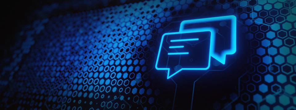 CPU processor chip with a chat message and network connection on a circuit bo 스톡 일러스트