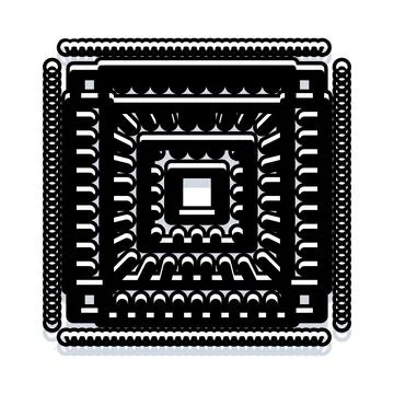 Cpu processor chip icon with intricate details Illustrazione stock