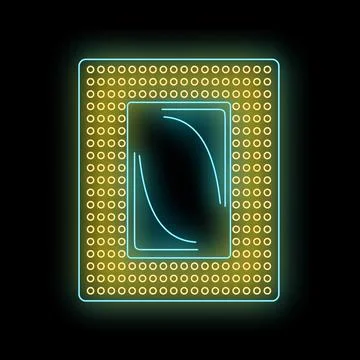 Cpu processor chip with neon glowing lines Stock-Illustration