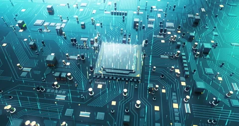 Cpu Processor On Circuit Board. Artificial Intelligence And Neural Networking. Stock Footage 264730585