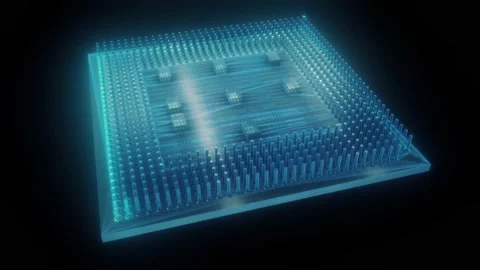 Cpu Processor Close up with electric impulses 4k Stock Footage 146749515