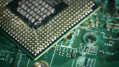 Cpu processor computer under the water. Stock Footage 221044585