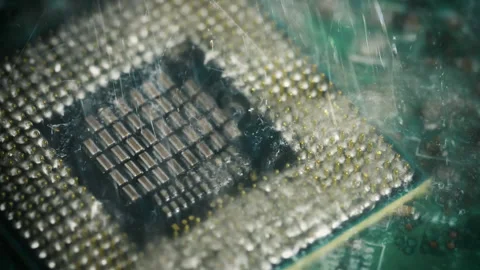 Cpu processor computer under the water. Stock Footage 221045818
