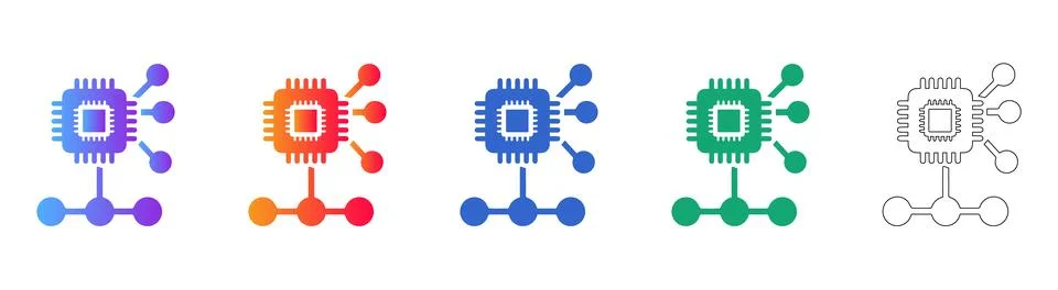 CPU Processor Connection Icons for Hardware Tech Stock Illustration