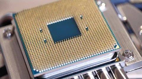 CPU with processor cooling system Video stock 113616936