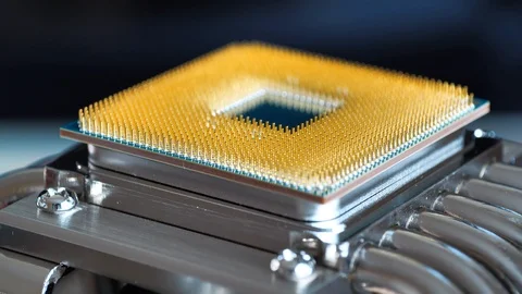 CPU with processor cooling system Video stock 114283644