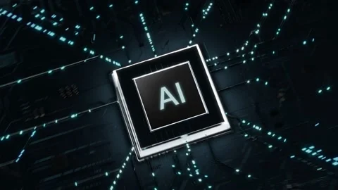 CPU Processor Digitalization with Data Lines Form Artificial Intelligence Symbol Stock Footage 164788249