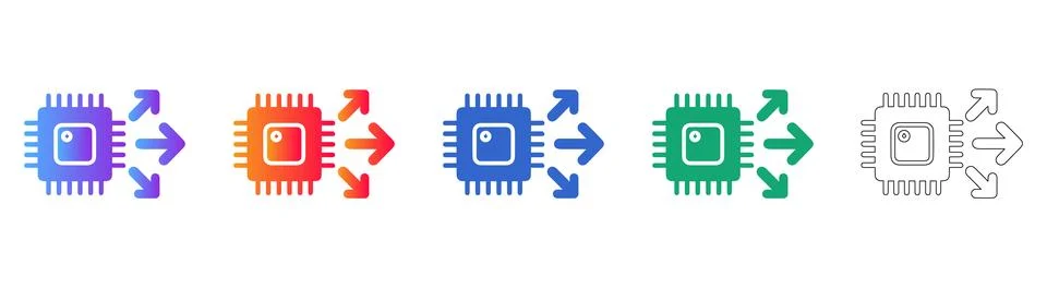 CPU Processor Distribution Icons Stockillustratie