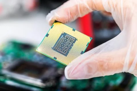 CPU processor in hand 写真素材
