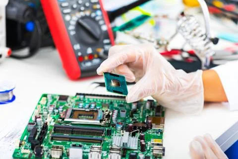 CPU processor in hand Stockfoto's