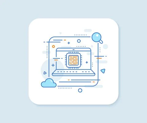 Cpu processor line icon. Computer component sign. Vector Illustrazione stock