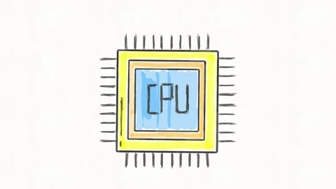 CPU Processor Microchip and Computing Technology Animation Video stock 342018353