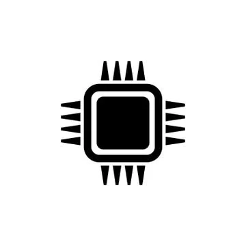 CPU, Processor, Microchip Flat Vector Icon 스톡 일러스트