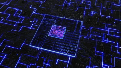 CPU Processor Microchip Starting Artificial Intelligence Digitalization Stock Footage 166183247