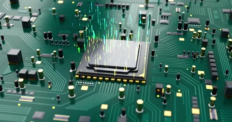 CPU Processor Motherboard Technology Background. Processing AI Data. Stock Footage 264522481