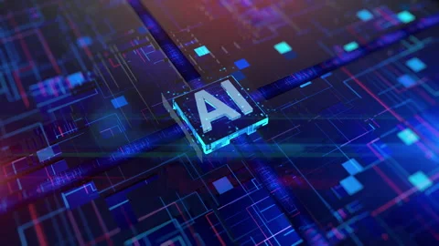 CPU Processor Over Circuit Board Artificial Intelligence AI Concept. Future T Stock Footage 153728652